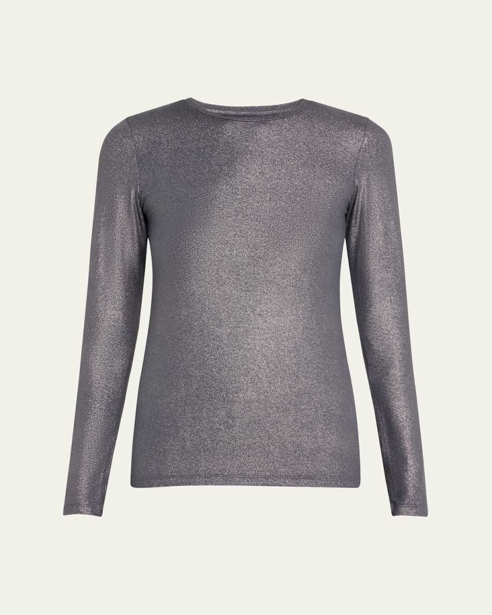 Metallic Long-Sleeve Viscose Tee